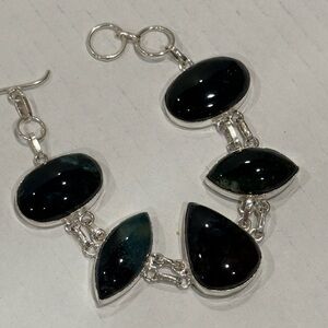 🆕 Moss Agate Gemstone Big Bracelet With Sterling Silver - 🆕